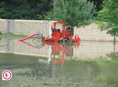 Photo showing a pump working to reduce flooding.