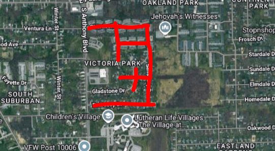 Google Map area of Victoria Park project area.