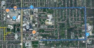 A Google Maps overview of the Anthony Petit Water Main Replacement project.