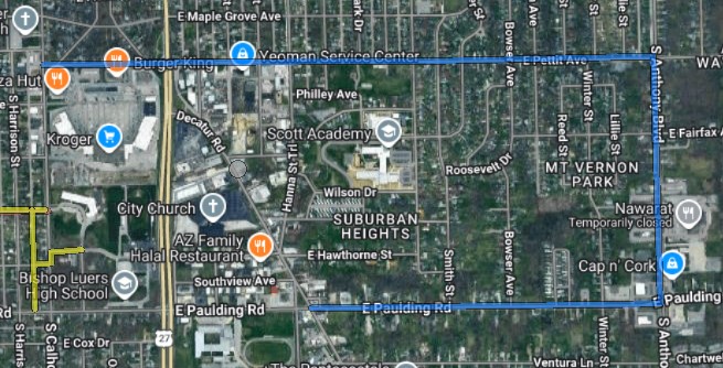 A Google Maps overview of the Anthony Petit Water Main Replacement project.