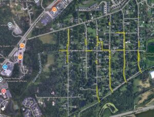 Google Maps over view image of the Country Club Gardens Ph 1 project area.